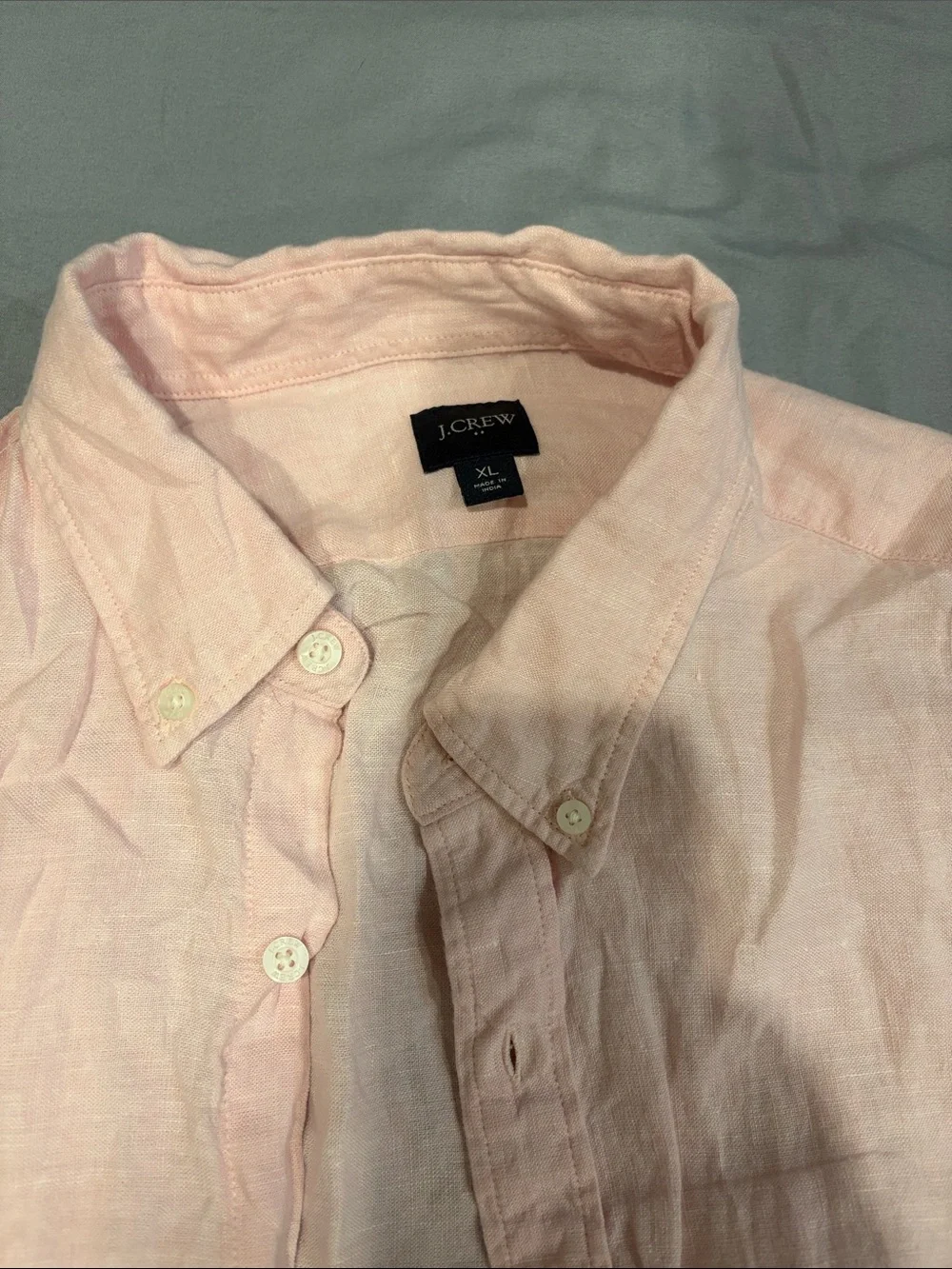 Jcrew Men's Linen Pink Button-Up Shirt